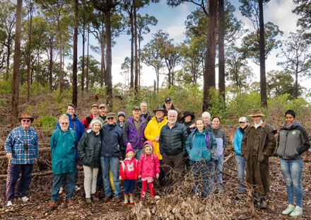 Members of the IFA WA Division and the South West Agroforestry Network touring recently thinned jarrah regrowth at Wellington Discovery Forest.