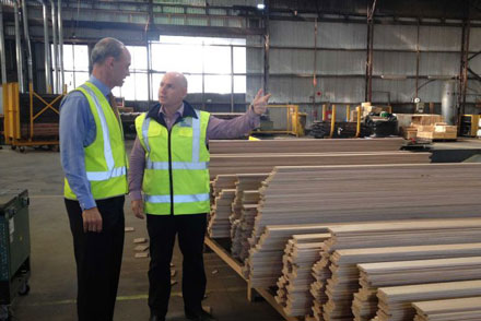 James Neville-Smith (r) will employ a further 12 workers at the Mowbray site. (ABC News: Sallese Gibson)